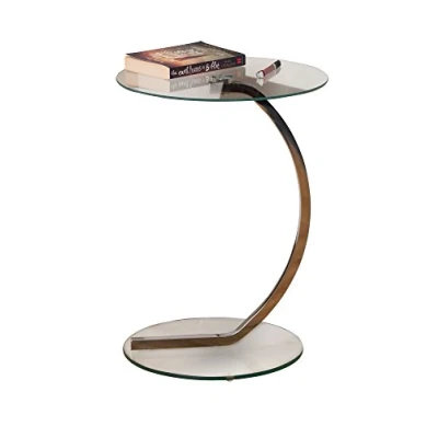 Image of ASPECT Merlin Clear Glass Round Table, Chrome, 40cm Dia x 54cm
