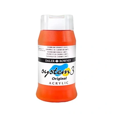 Image of Daler Rowney System3 Acrylic Paint, Plastic Pot, 16.91oz 500 ml, Cadmium Orange Hue