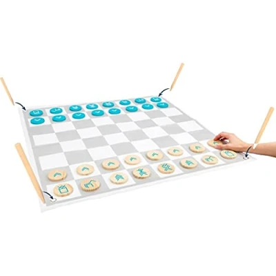 Image of Small Foot 12026 Dame Schach Active aus FSC 100% zertifiziertem Holz für Erwachsene und Kinder, Outdoorspiel ab 3 Toy, Multicoloured