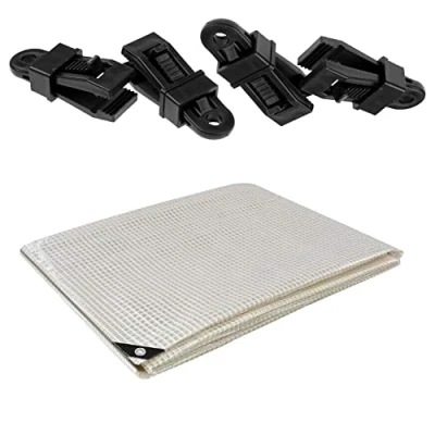 Image of 4 x m Tarpaulin Waterproof Heavy Duty Cover Camping Ground Sheet Caravan Furniture Multipurpose + Tarp Clips (Clear 100 GSM)