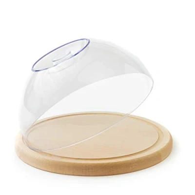 Image of Tuuli Kitchen Round Cheese Cake Dome Cover Wooden Chopping Board with Lid Cold Cuts Bread Container