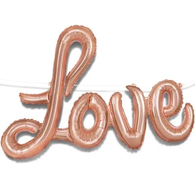 Image of Rose Gold Love Letter Foil Balloon Banner Kit (91cm) 1 Piece Party Decoration for Weddings, Engagements, Anniversaries