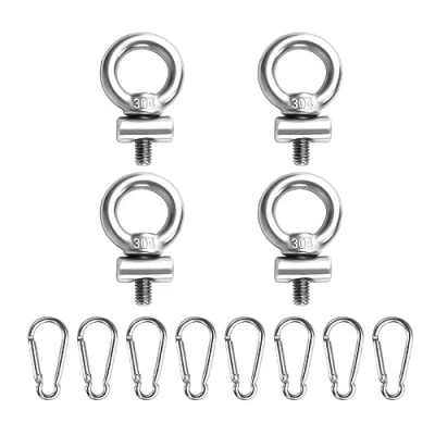Image of Stainless Steel Awning Rail Stoppers with Carabiner Hooks 4mm Stops Campervan