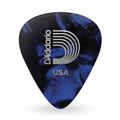 Image of D&#039;Addario Celluloid Guitar Picks Accessories for Acoustic Guitar, Electric Bass Natural Feel, Warm Tone Blue, Medium, 100 pack