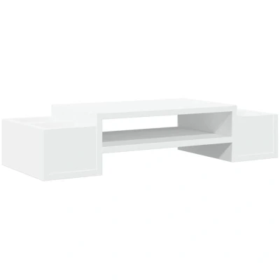 Image of vidaXL Monitor Stand with Storage White 70x27x15 cm Engineered Wood