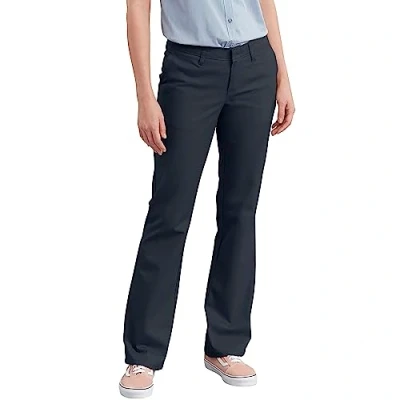 Image of Dickies Women&#039;s Slim Fit Boot Cut Leg Twill Pant Petite/Tall Khakis, Dark Navy V1, 10