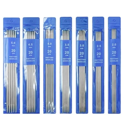 Image of SyiXute 35 Pcs Short Double Pointed Knitting Needles Kit 20cm,Straight 2.0mm to 5.0m,Sock Needle for Beginner and Small Projects