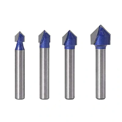 Image of Gasea 4pcs 1/4 Inch Shank 90 Degree V Groove Router Bit Set CNC Engraving Grooving Woodworking Milling Cutter Tool 1/4&quot; 5/16&quot; 3/8&quot; 1/2&quot;