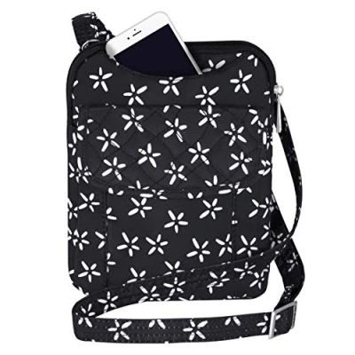 Image of Travelon Anti Theft Signature Slim Pouch (A B/W SMALL FLOWER PRINT)