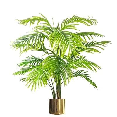 Image of Leaf Large Artificial Palm Tree, Areca Gold, 130cm