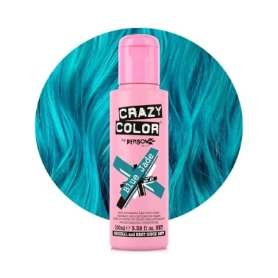 Image of Crazy Color Vibrant Blue Jade Semi Permanent Hair Dye. Highly Pigmented Teal Aquamarine Conditioning &amp; Oil Nourishing Vegan Formula No Bleach or Ammonia 100ml