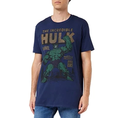 Image of Marvel Men&#039;s Hulk Rage T Shirt, Blue (Navy Navy), L UK