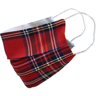 Image of Adult Cotton Red Royal Stewart Tartan Face Mask