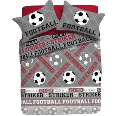 Image of Red Grey Football Single DUVET COVER Set Reversible Boys Bedding With Pillowcase s (RED/GREY SET, Single)