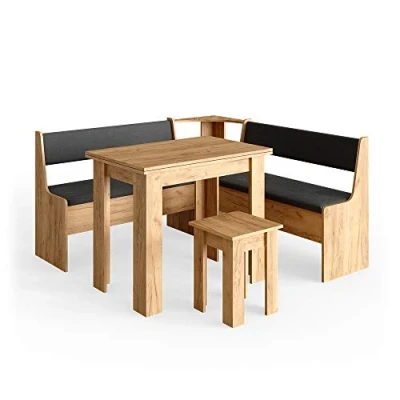 Image of Vicco Corner bench group Roman, Gold power oak/Anthracite, 150 x cm with table