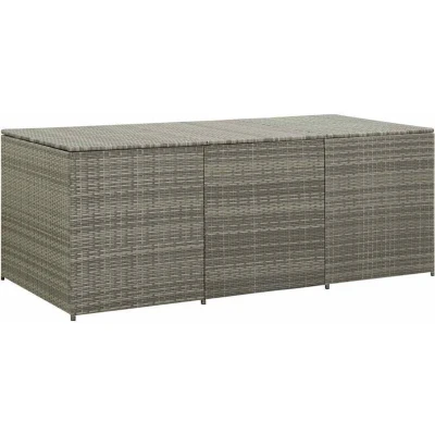 Image of vidaXL Garden Storage Box Outdoor Poly Rattan Chest with Gas Lift Mechanism Grey Organizer Easy to Clean