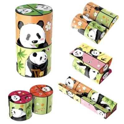 Image of Panda Magic Cube,2 in 1 Cube Magic,3D Puzzle Cube,Speed Cube,Creative Decompression Cubes for Kids and Adults to Decompress
