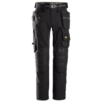Image of Snickers AllroundWork Stretch Trousers Capsulized™ Kneepads Holster Pockets Black/Black 56