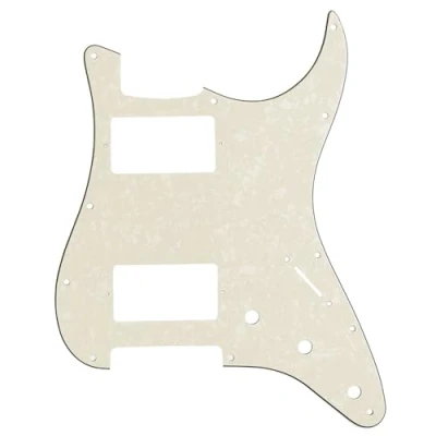 Image of Musiclily Pro 11 Hole HH Guitar Strat Pickguard Humbuckers for American/Mexican Fender Standard Stratocaster Modern Style, 4Ply Parchment Pearl
