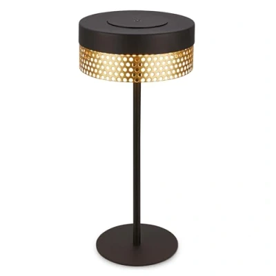 Image of Briloner Booha rechargeable table lamp, black, metal, IP44, dimmable