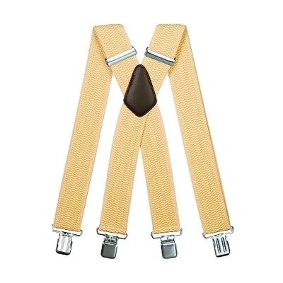 Image of Olata Men&#039;s Extra Wide X Shape Braces/Suspenders and Silver Clips 5cm. Light Cream