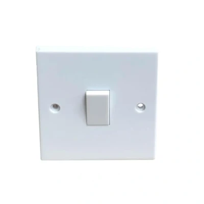 Image of iSeventy9 Single Gang Light Switch 1 2 Way White Plastic 10A 230V, with Fixing Screws