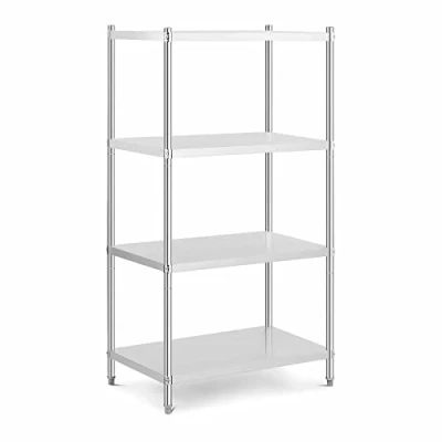 Image of Royal Catering RCER 10060 Metal Shelving Unit 100 x 60 180 cm (LxWxH) 200 kg Stainless Steel Shelves (4 Shelves, 50 Per Shelf, Shelf Dimensions 1000 600 mm)