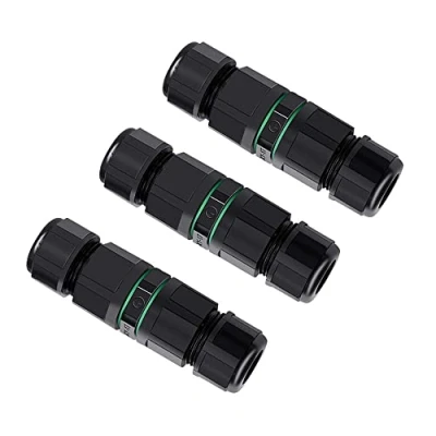Image of QitinDasen 3 Pieces Way Waterproof Outdoor Cable Connectors, IP68 Junction Box Connector, for Diameter 6～12 mm (Press Type)