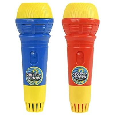 Image of HTI Toys &amp; Games Groovy Tunes PACK OF 2 Echo Microphones Red Blue Great Singing Toy Prop Mic For Kids And Adults Girls Boys