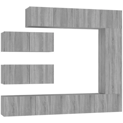Image of vidaXL 7 Piece TV Cabinet Set Grey Sonoma Engineered Wood