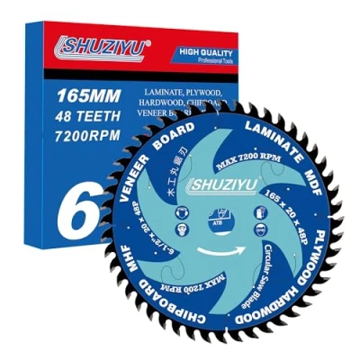 Image of LSHUZIYU, 165mm 48T, Thin Kerf 1.6mm. Centre hole 20mm with 15.88mm Washer. Wood Cutting Circular Saw Blade, For Cordless Saw.