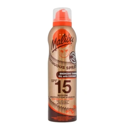 Image of Malibu Sun Continuous Bronzing Tanning Oil with Coconut Spray, Medium Protection, Easy Application, 175ml