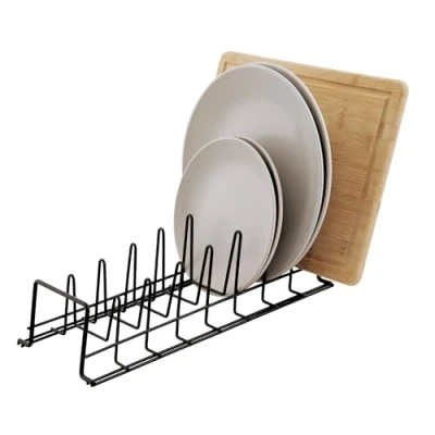 Image of simplywire Plate/Baking Tray/Pan Lid Rack Kitchen Cupboard Storage Organiser Black