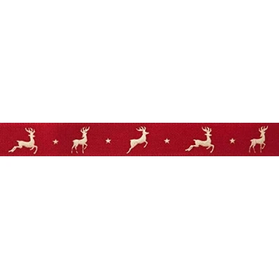 Image of Berisfords Polyester Ribbon, RED/Gold, 15mm x 20m