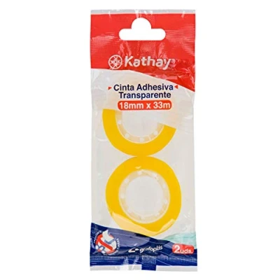 Image of Kathay 86003000. Bag of 2 Transparent Adhesive Tapes, 18 mm x 33 m, High Resistance