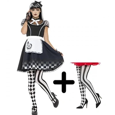 Image of Smiffys International Gothic Alice Costume Medium + Tights