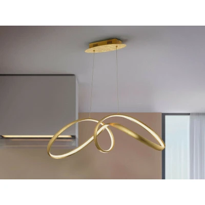 Image of Lia Integrated LED Pendant Light, Gold Leaf