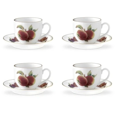 Image of Royal Worcester Evesham Gold Tea Cups and Saucers