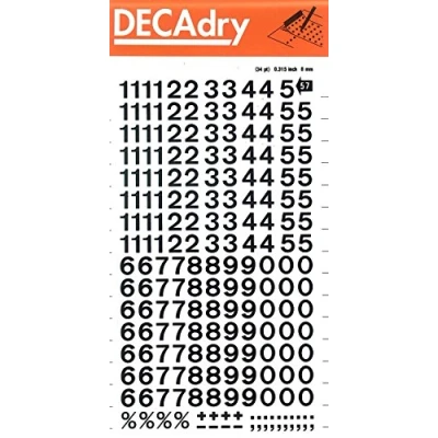 Image of Letter and Number Labels, Colour: Black, Numbers, 8 mm, Black