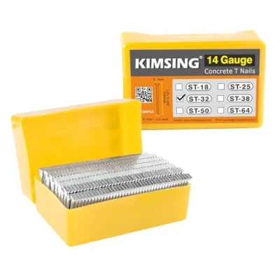 Image of KIMSING 14 Gauge 32mm Hardened Galvanized Finish Nails, 800 PCS/Box, Concrete T for Heavy Duty Concrete, Woodworking Nailing, Masonry