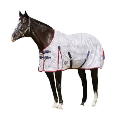 Image of WeatherBeeta Summer Sheet Lite III Standard Neck, White/Navy/Red, 5&#039;6