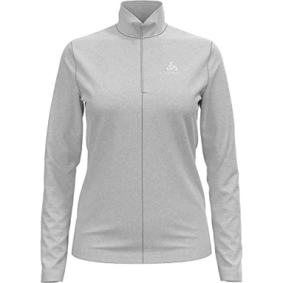 Image of odlo Women Long sleeved shirt with zipper ROY, silver grey white stripes, S
