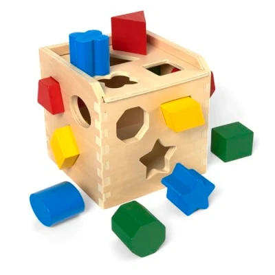 Image of Melissa &amp; Doug Wooden Shape Sorting Cube Toys Developmental Toy Sorter for Kids 2+ Gift Boy or Girl