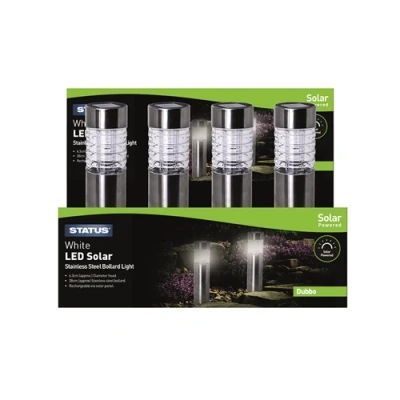 Image of Status Dubbo 6.3cm white LED Solar Bollard Stake Light Stainless Steel