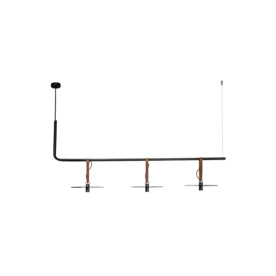 Image of Aytos Ceiling Pendant Bar Light LED 24W Black Leather
