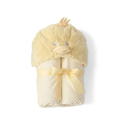 Image of Clair de Lune Soft Hooded Baby/Toddler Blanket 100 x 75 cm Animal Two Layered Cosy Snuggle Swaddle/Wrap Designed for Baby Comfort Newborn Essentials (Little Duck Yellow)