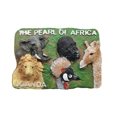 Image of 3D Uganda Africa Refrigerator Magnet Tourist Travel Souvenirs Handmade Resin Craft,Uganda Fridge Collection Gift Magnetic Stickers Home Kitchen Decoration