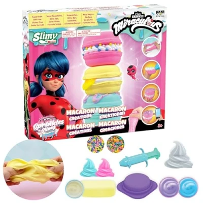 Image of Miraculous Ladybug Sprinkles n&#039; Slimy Macarons Slime Kit for Girls and Boys, Role Play Toys Kids with Macaron Maker, Cream Dispenser, &amp; Light Clay, Sweet Topping (Wyncor)