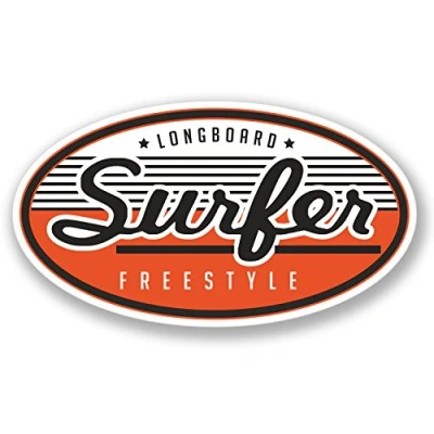 Image of 2 x Longboard Freestyle Surfer Sticker Car Bike iPad Laptop Surf Decal Fun #4194 (10cm Wide 5.6cm Tall)