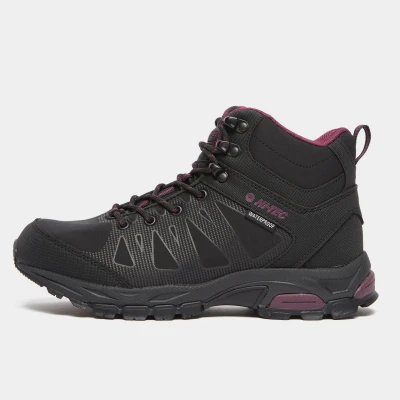 Image of HI TEC Raven MID WP Hiking shoes, Women&#039;s, Size: 7, Black/grape wine Synthetics/textile